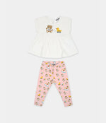 Moschino Baby Girl White Printed T-Shirt and Leggings Set | Casa Childrenswear