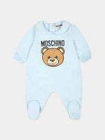 Moschino Baby Boys Sky Blue Teddy Bear Babygrow | Casa Childrenswear
