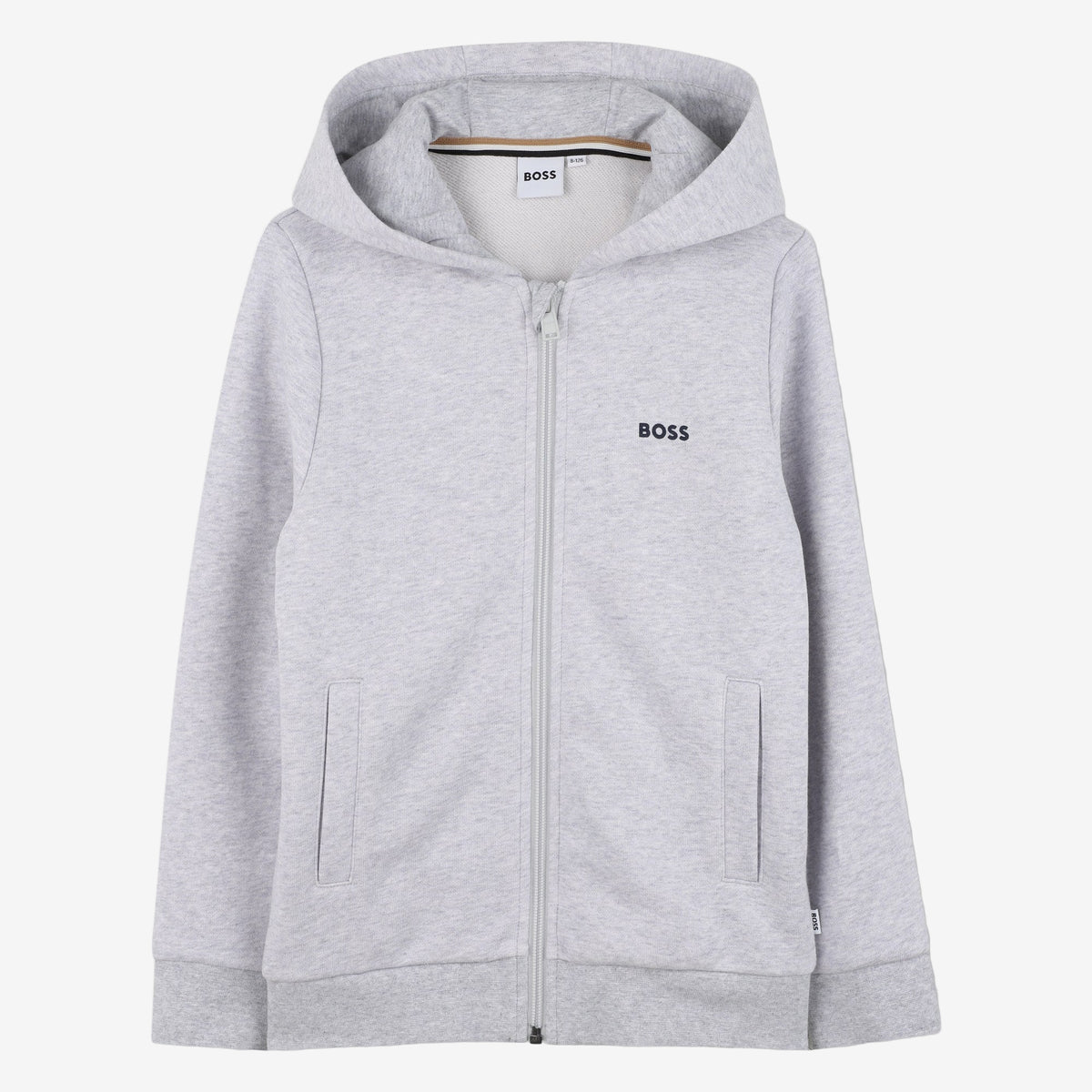 Boss Boys Grey Zip Up Hoodie | Casa Childrenswear