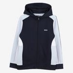 Boys Navy Zip Thru Patch Track Top