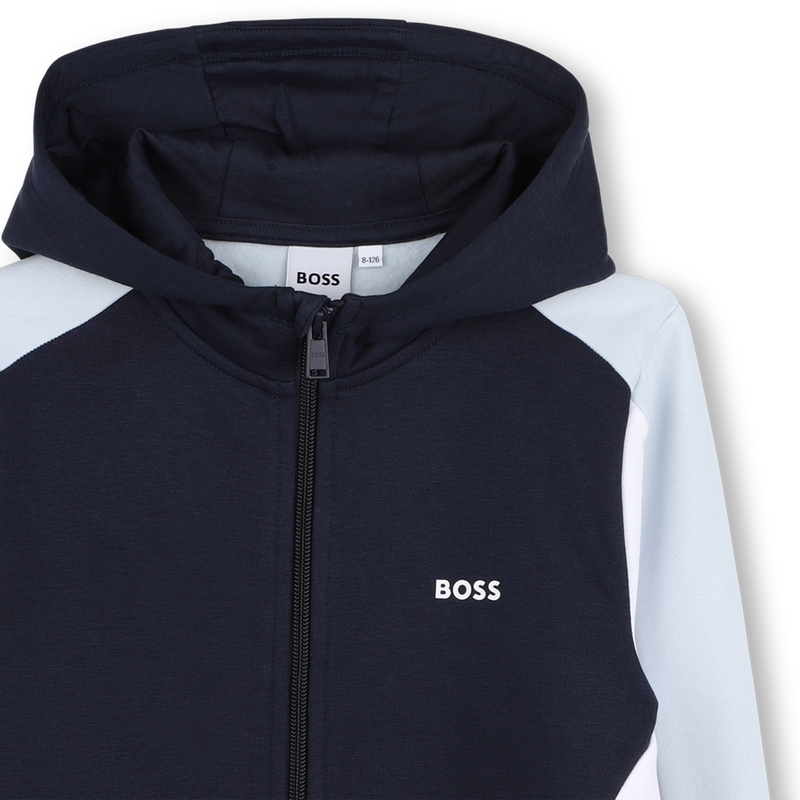 Boys Navy Zip Thru Patch Track Top