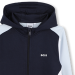 Boys Navy Zip Thru Patch Track Top