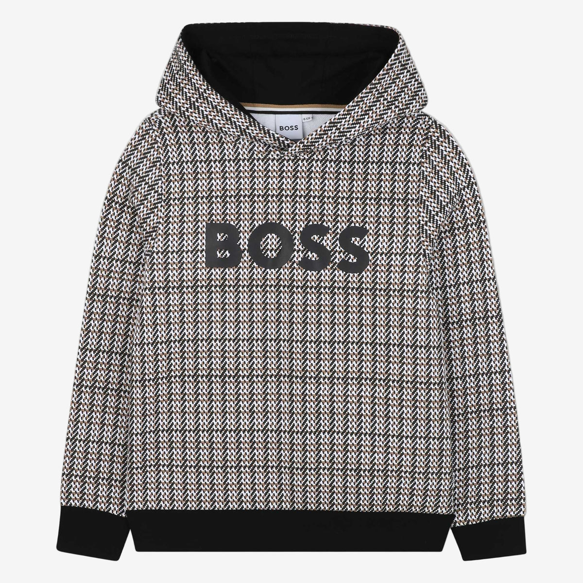 Boss Boys Hooded Sweat Check Fabric | Casa Childrenswear