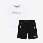 Boss Baby Boys White & Black Bermuda Short Set | Casa Childrenswear