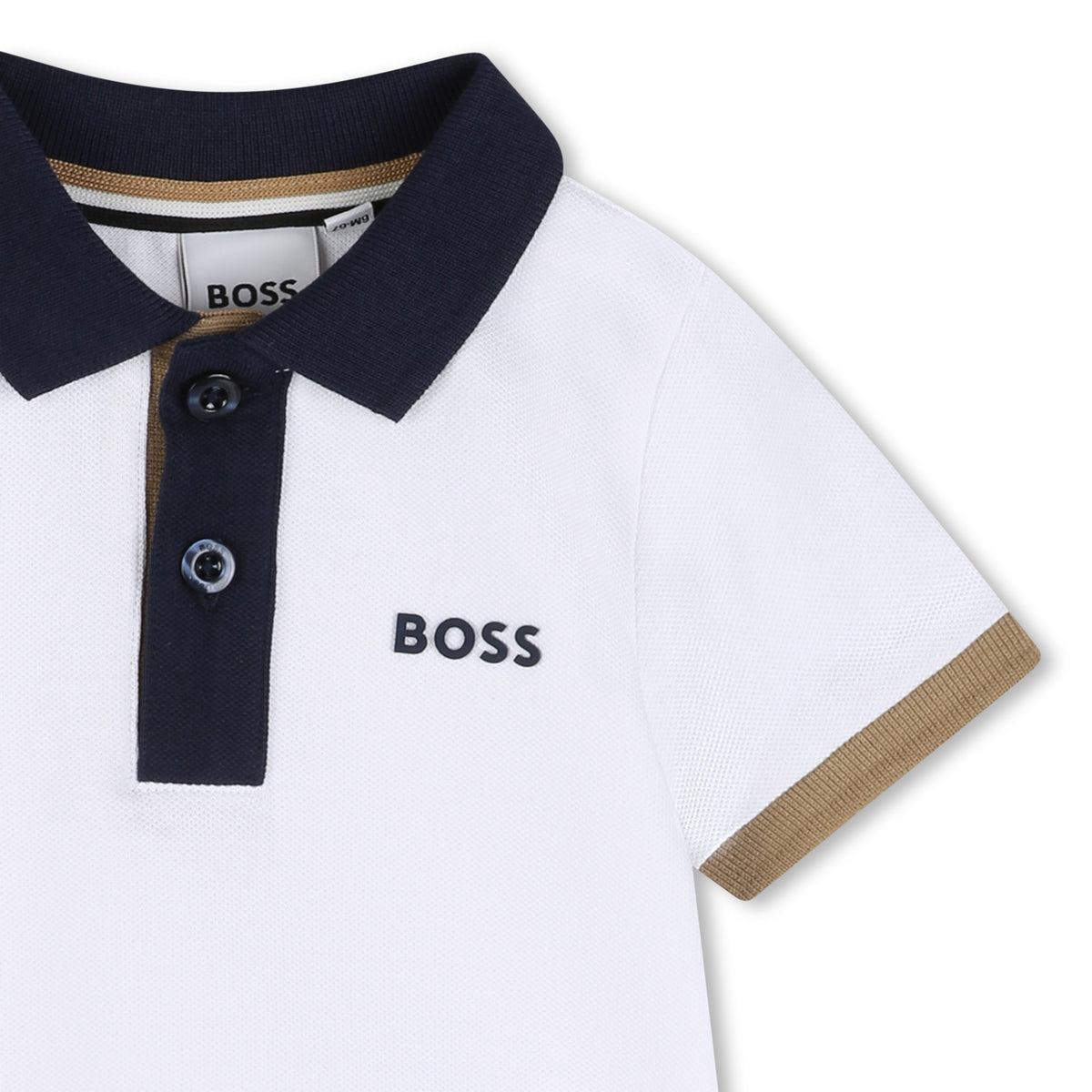 Boss Baby Boys White Polo with Contrast | Casa Childrenswear