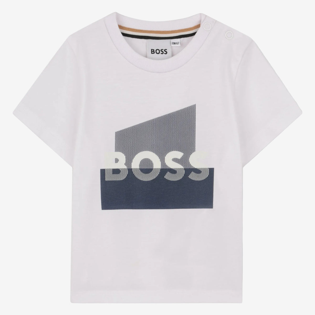 Boss Baby Boys White T-Shirt with Split Logo | Casa Childrenswear