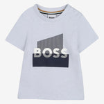 Boss Baby Boys Light Blue T-Shirt with Split Logo | Casa Childrenswear