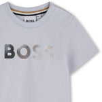 Boss Baby Boys Pale Blue T-Shirt with Split Logo | Casa Childrenswear