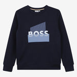 Boss Boys Navy Sweatshirt with Split Logo | Casa Childrenswear