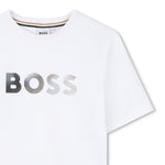 Boss Boys White T-Shirt with Gradient Logo | Casa Childrenswear