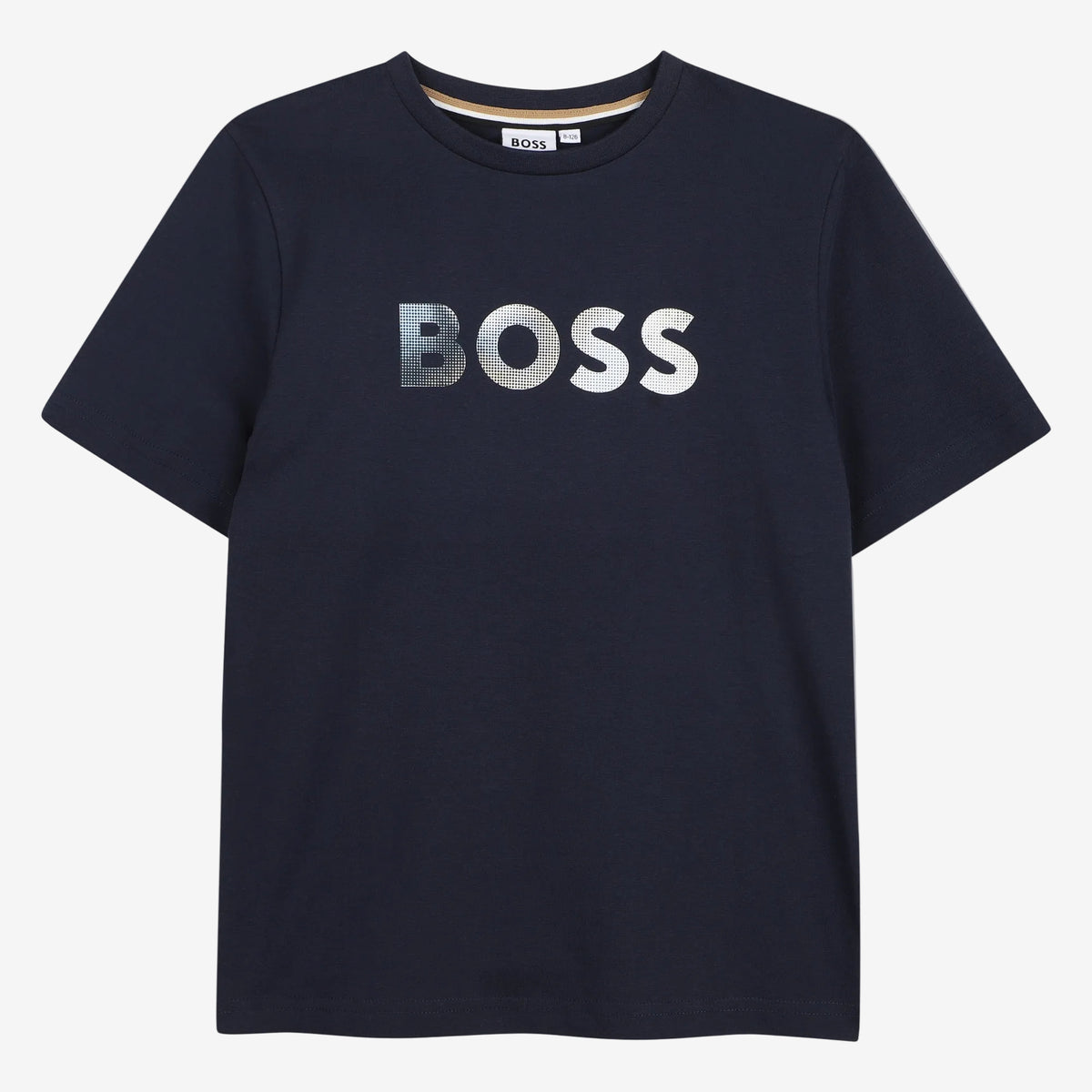 Boss Boys Navy T-Shirt with Gradient Logo | Casa Childrenswear