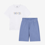 Boss Boys White Logo T-Shirt and Blue Short Set | Casa Childrenswear