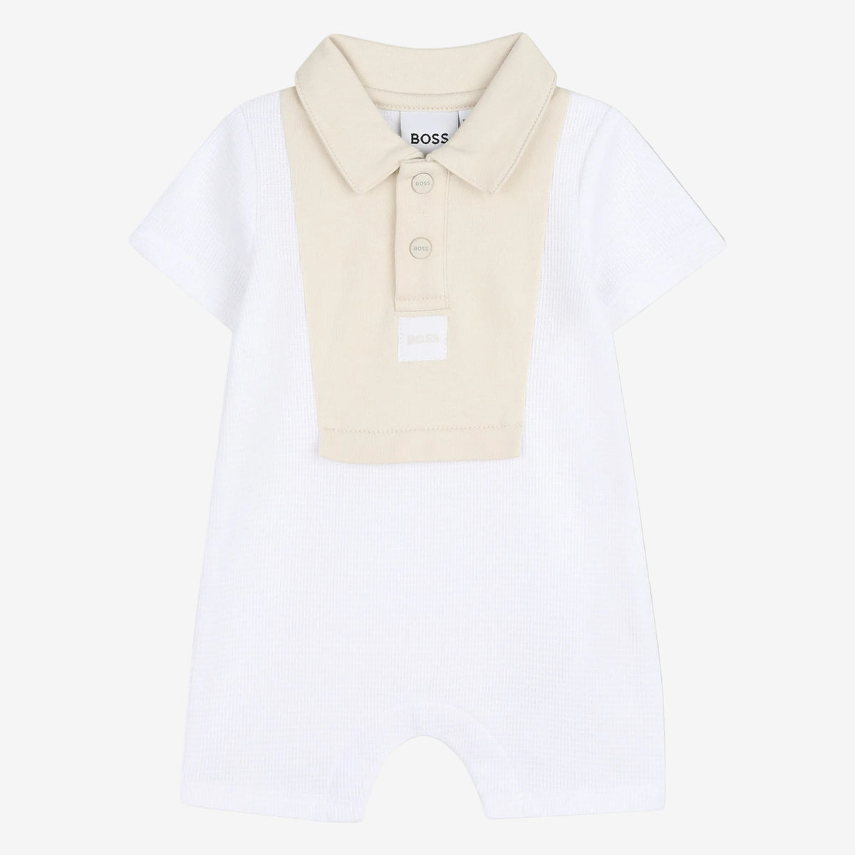 Boss Baby Boys White Romper with Stone Collar | Casa Childrenswear
