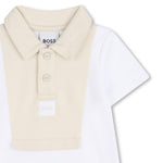 Boss Baby Boys White Romper with Stone Collar | Casa Childrenswear