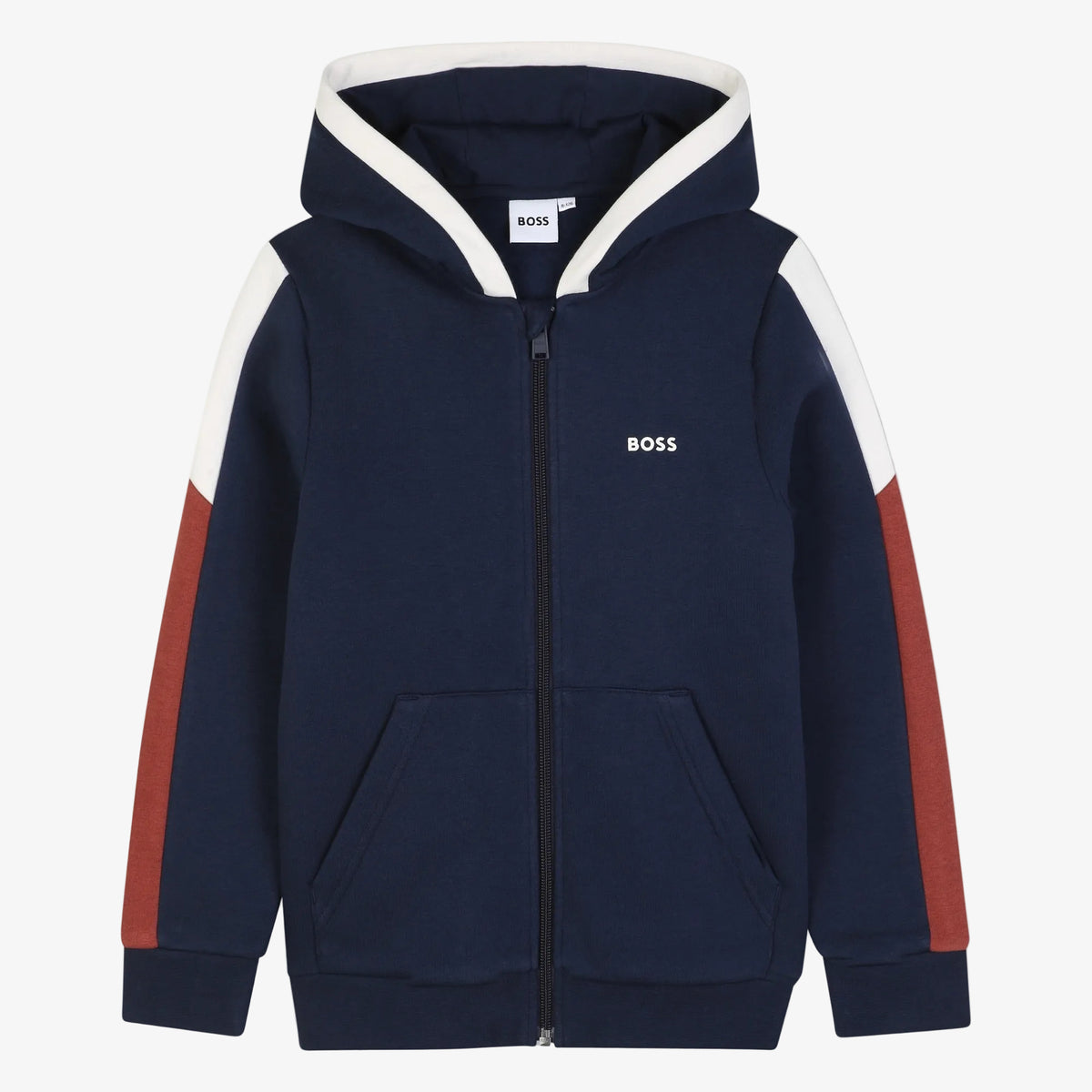 Boss Boys Navy Contrast Hoodie - front view