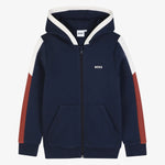 Boss Boys Navy Contrast Hoodie - front view