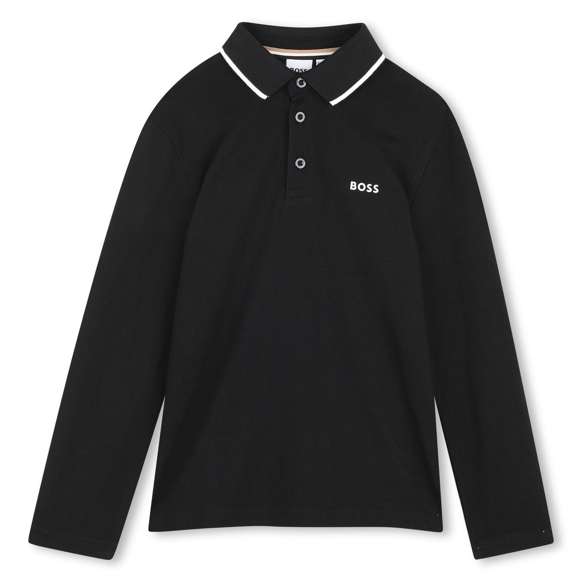 Boys Black Long Sleeve Polo