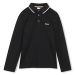 Boys Black Long Sleeve Polo