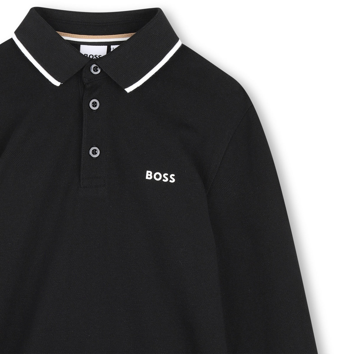 Boys Black Long Sleeve Polo