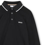 Boys Black Long Sleeve Polo
