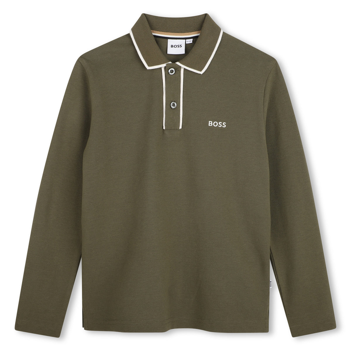 Boys Green Long Sleeve Polo