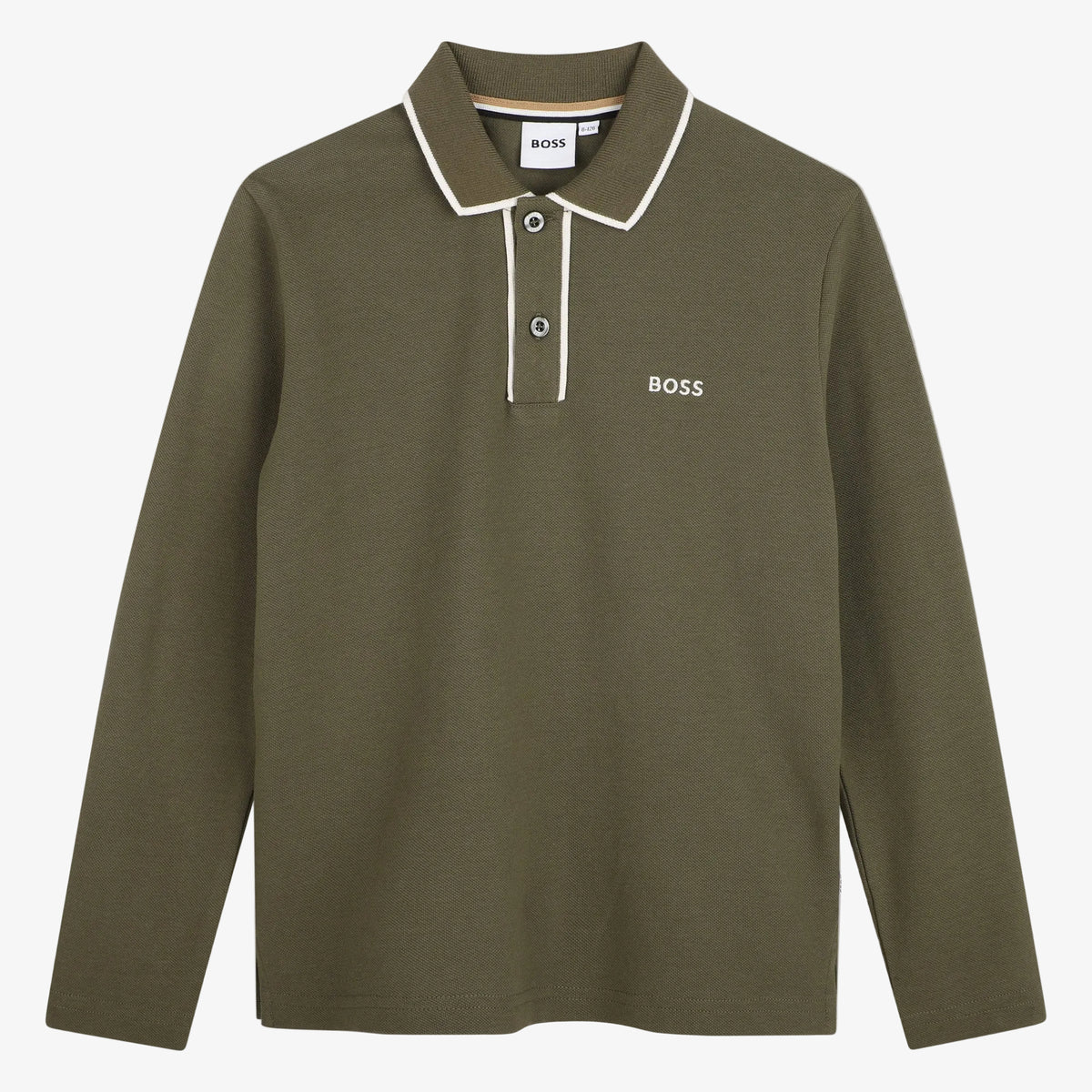 Boss Boys Green Long Sleeve Polo - front view