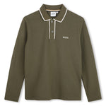 Boys Green Long Sleeve Polo