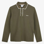 Boss Boys Green Long Sleeve Polo - front view
