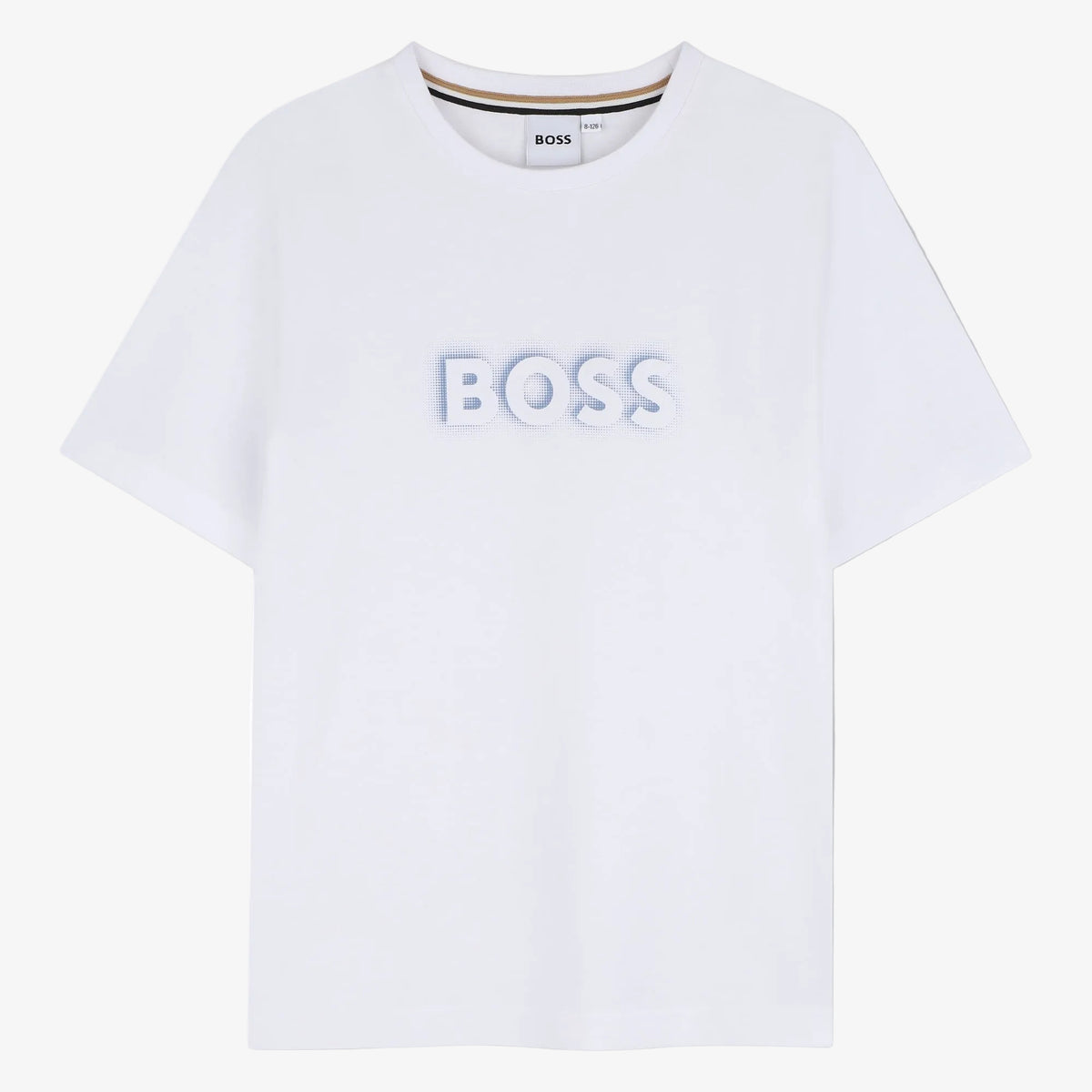 Boss Boys White Boss Print T-Shirt - front view