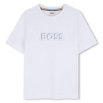 Boys White Boss Print T-Shirt