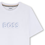 Boys White Boss Print T-Shirt