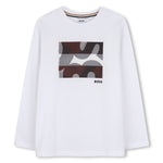 Boys White Graphic Long Sleeve T-Shirt