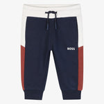 Boss Infant Boys Navy Contrast Tracksuit Bottoms - front view