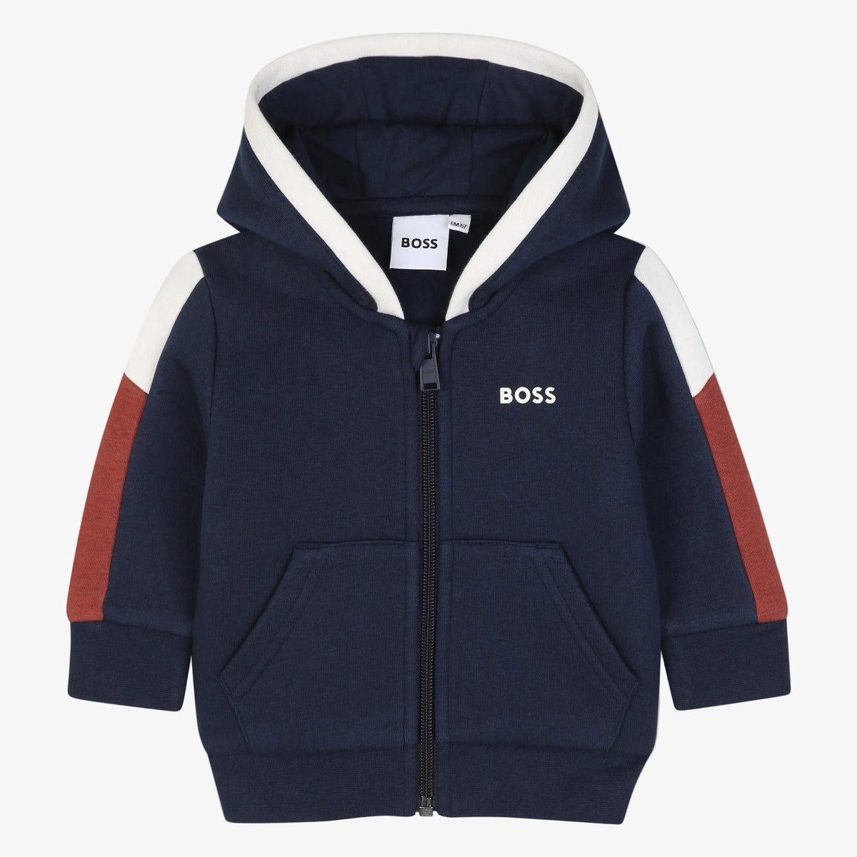 Boss Infant Boys Navy Contrast Hoodie - front view