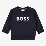 Boss Infant Boys Print Logo Navy Sweatshirt - front view