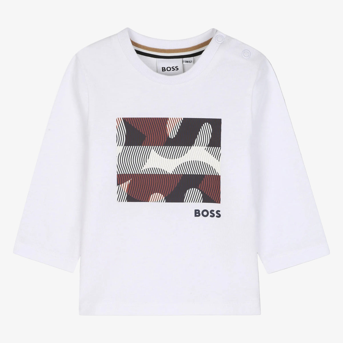 Boss Infant Boys White Long Sleeve T-Shirt - front view