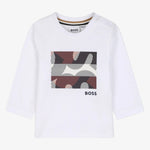 Boss Infant Boys White Long Sleeve T-Shirt - front view