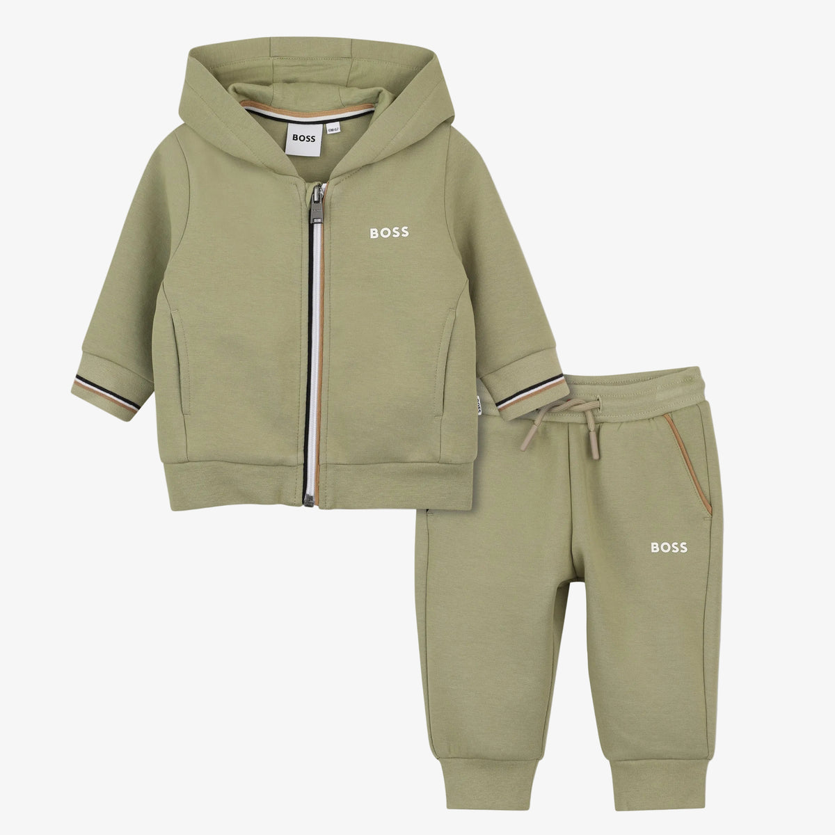 Boss Infant Boys Khaki Tracksuit Set - full set front view