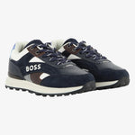 Boss Boys Navy Colourblock Trainers - outer side view