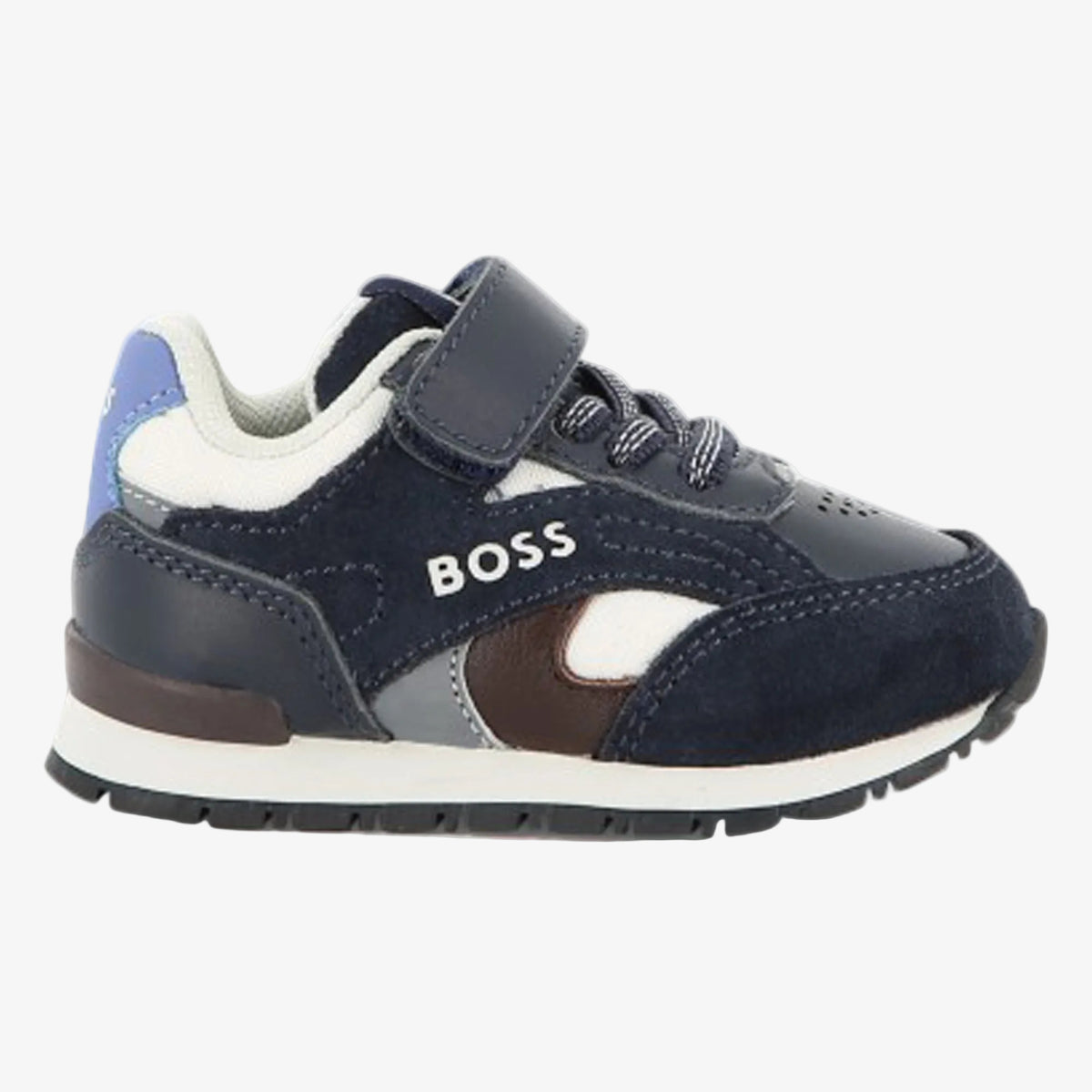 Boss Infant Boys Navy Colourblock Trainers - outer side view