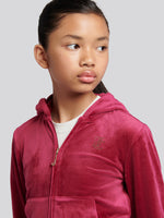 Juicy Couture Diamonte Zip Through Hoodie- Red Plum | Casa Childrenswear
