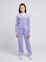 Lilac Diamonte Zip Thru Velour Hoodie