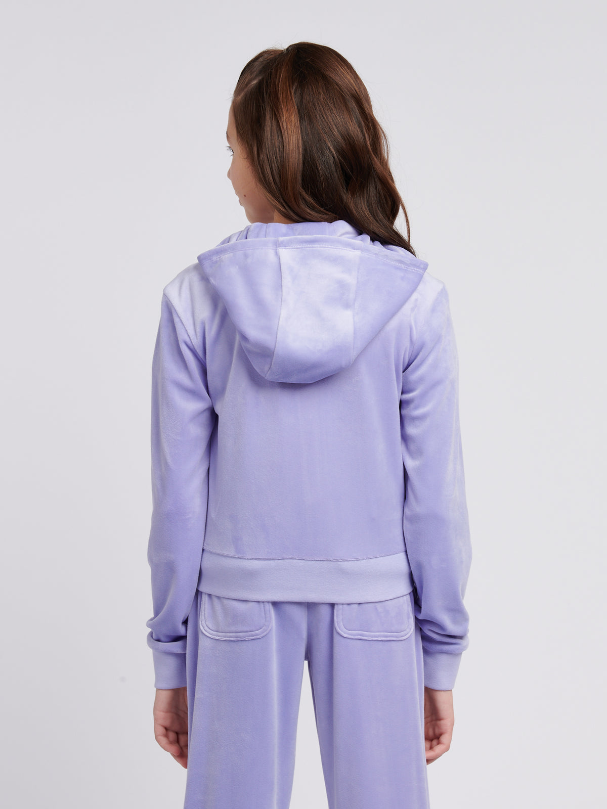 Lilac Diamonte Zip Thru Velour Hoodie