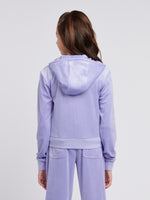 Lilac Diamonte Zip Thru Velour Hoodie