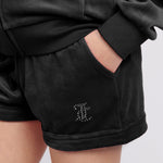 Black Diamonte Velour Short