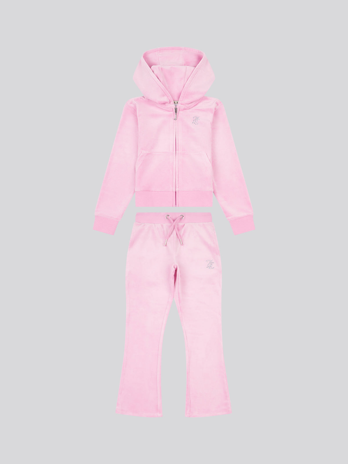 Pink Diamonte Velour Tracksuit