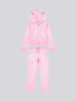 Pink Diamonte Velour Tracksuit
