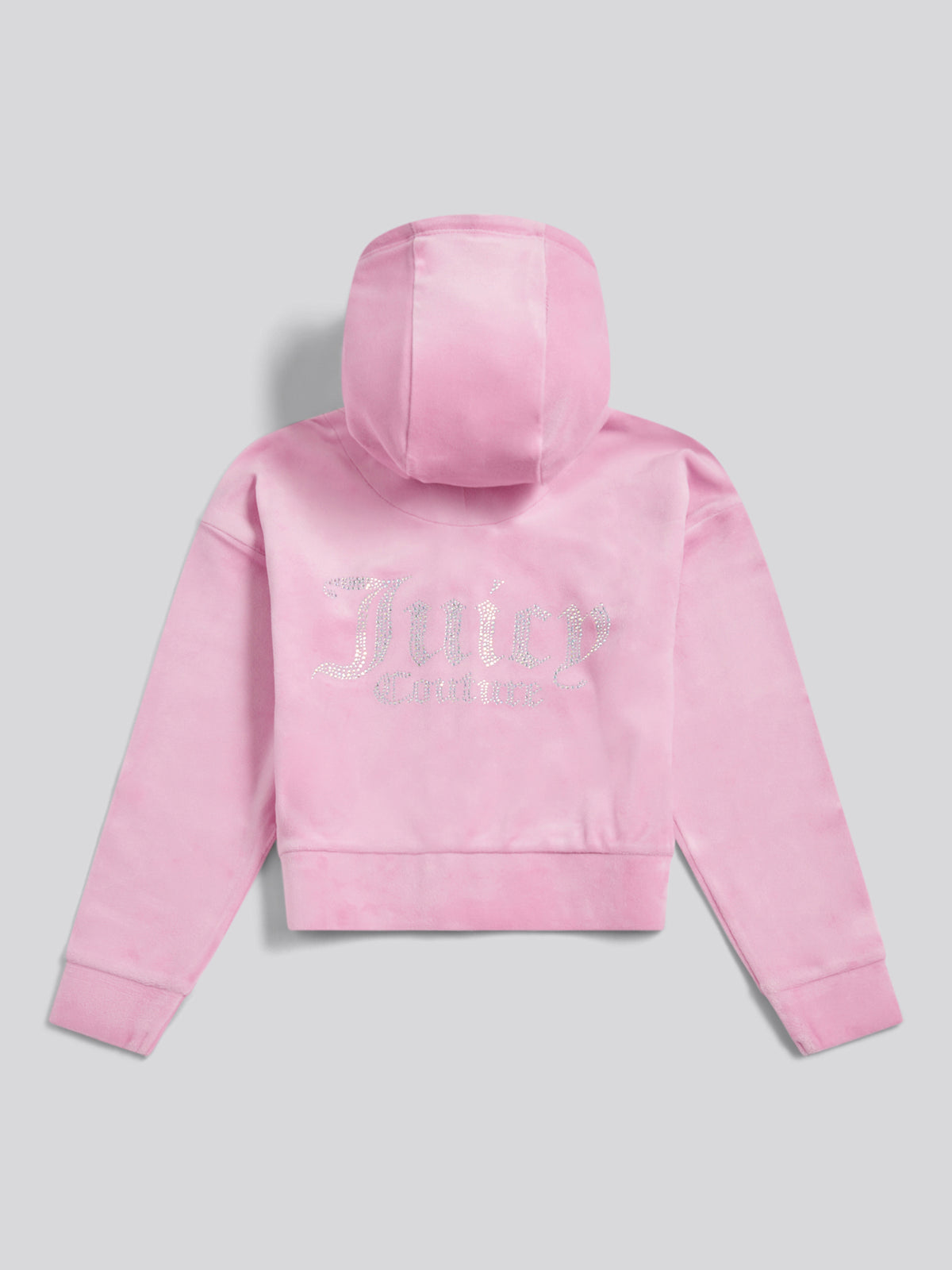 Juicy Couture Pink Cropped Diamante Zip Thru Hoodie | Casa Childrenswear