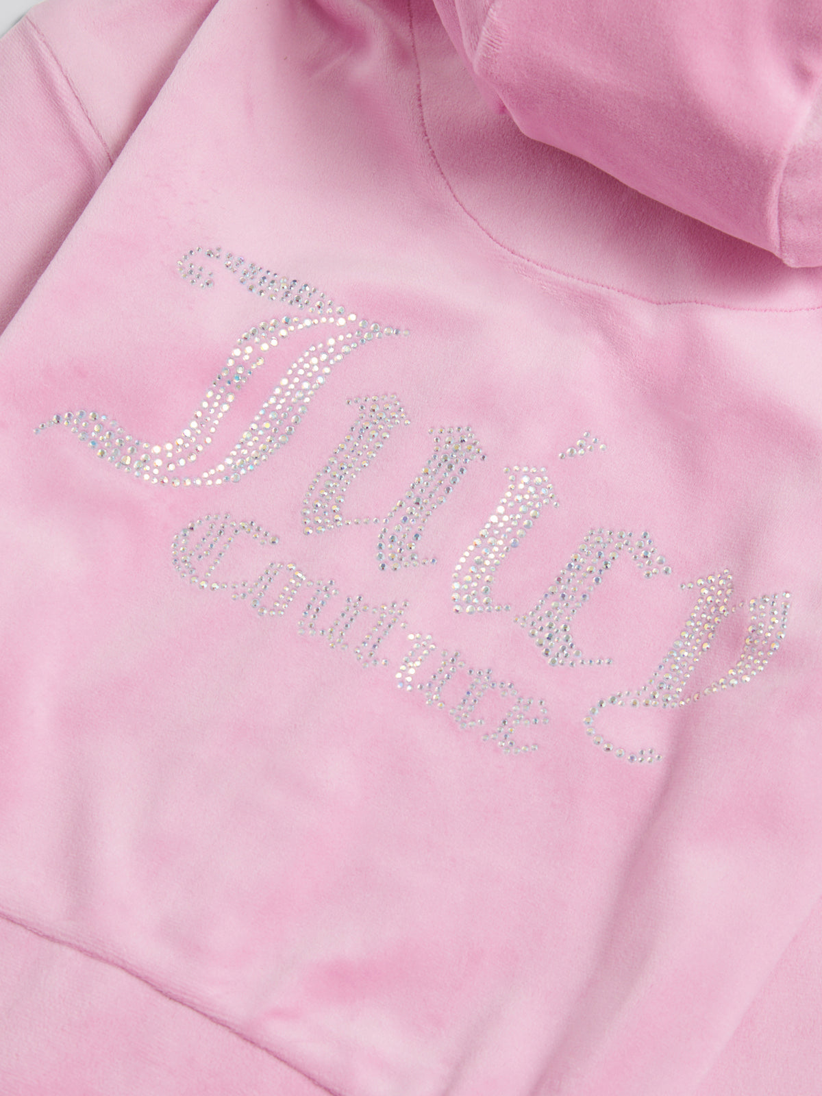 Juicy Couture Pink Cropped Diamante Zip Thru Hoodie | Casa Childrenswear