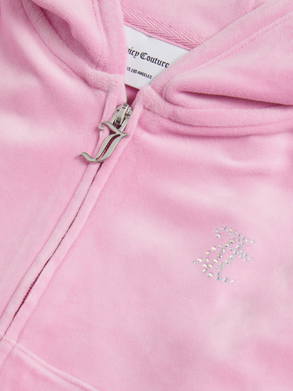 Juicy Couture Pink Cropped Diamante Zip Thru Hoodie | Casa Childrenswear